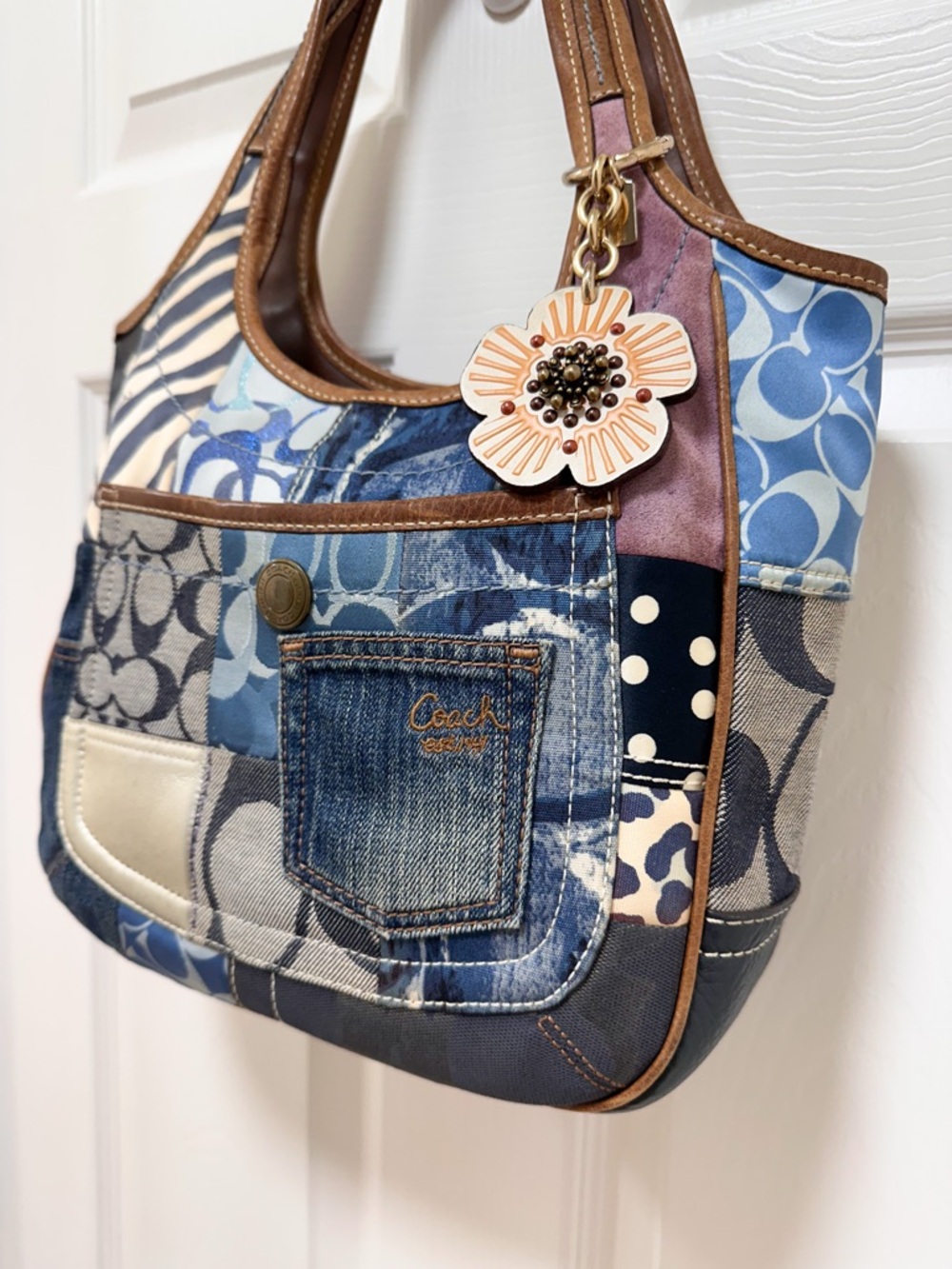 Coach Ergo Denim Patchwork Hobo Limited Edition Shoulder Bag Vintage Y2K - Picture 4 of 15